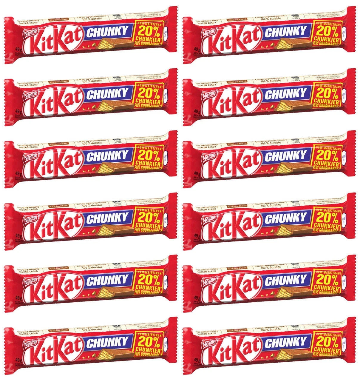 12 x Kitkat Chunky 49g Canadian Chocolate Candy Bar Nestle
