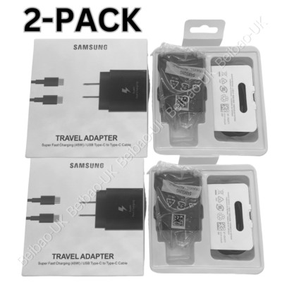2 Pack For Samsung Galaxy S23 Series 25W Super Fast Wall Charger 3ft USB-C Cable