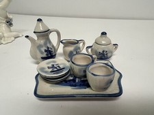Hand Painted Delfts Blue Tea Set Bo - Kado Miniature Vintage Doll House
