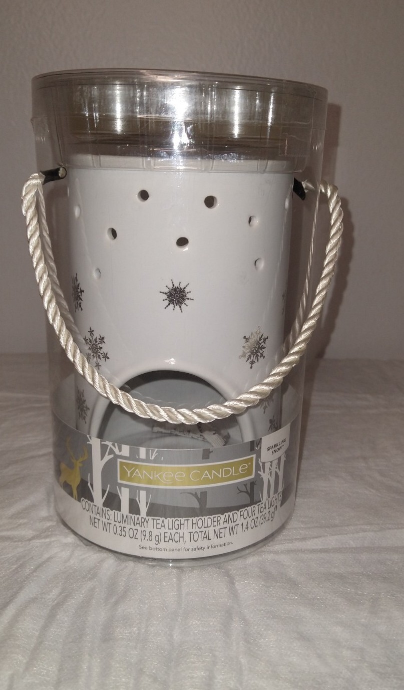 Yankee Candle Sparkling Snow Luminary Tea Light Holder With 4 Tea