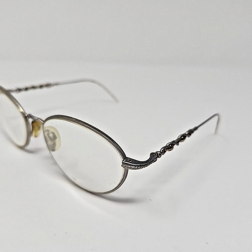 Vintage Metal Eyeglasses Frames ONLY Silver Oval Braid Twist Rope - Picture 4 of 14