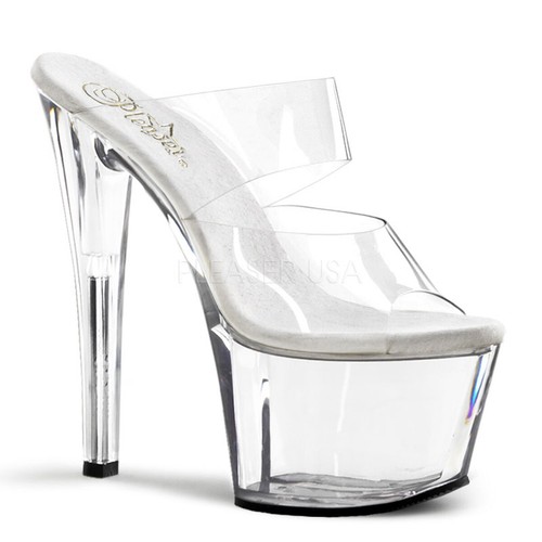 7 inch platform double strap slip ons 