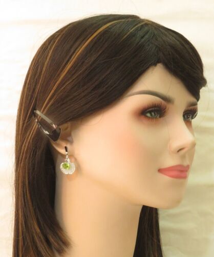 Flash Sale Item Quality PERIDOT Earrings 1.3" Rhodium Plated 925 Silver Jewelry - Picture 2 of 2