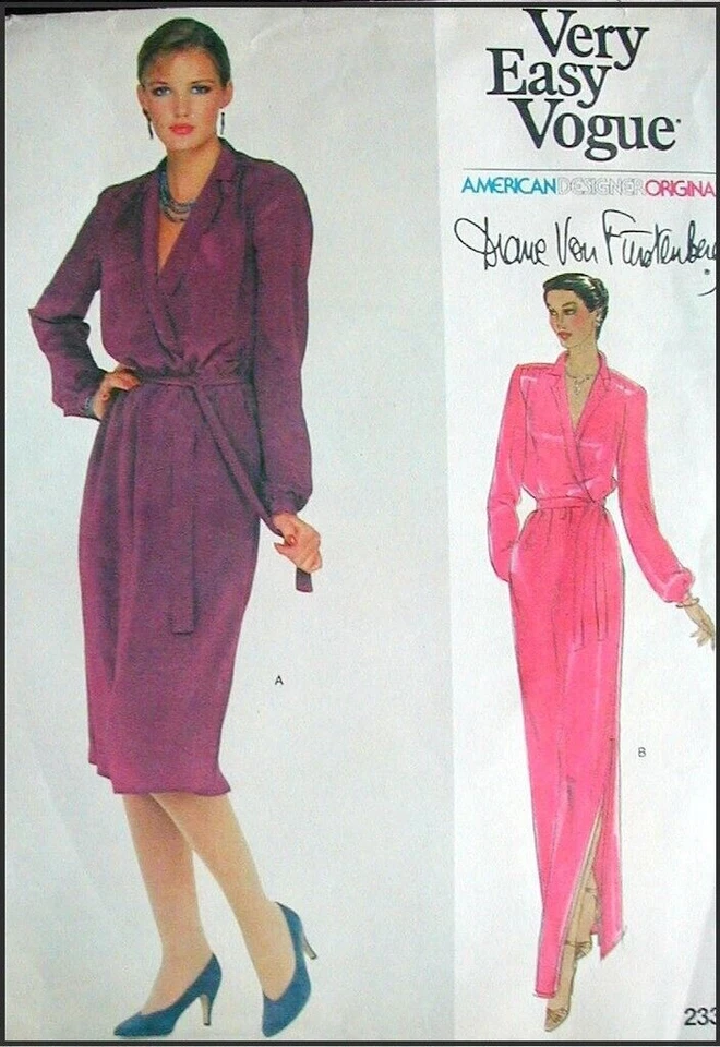 Vogue Diane Von Furstenberg PATTERN 38 B  DRESS Vintage DVF 1980s UNCUT # 2332 - Image 2 of 3