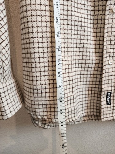 Starbury Mens Cream Button Down Striped Flannel Cotton Shirt Mens - Picture 10 of 12