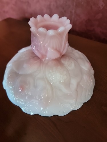 Gorgeous Fenton CANDLE HOLDERS Rosalene Pink WATER LILY - Beautiful set!!! - Picture 9 of 10