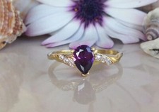 1.68Ct Pear Cut Simulated Amethyst Bypass Engagement Ring 925 Sterling Silver