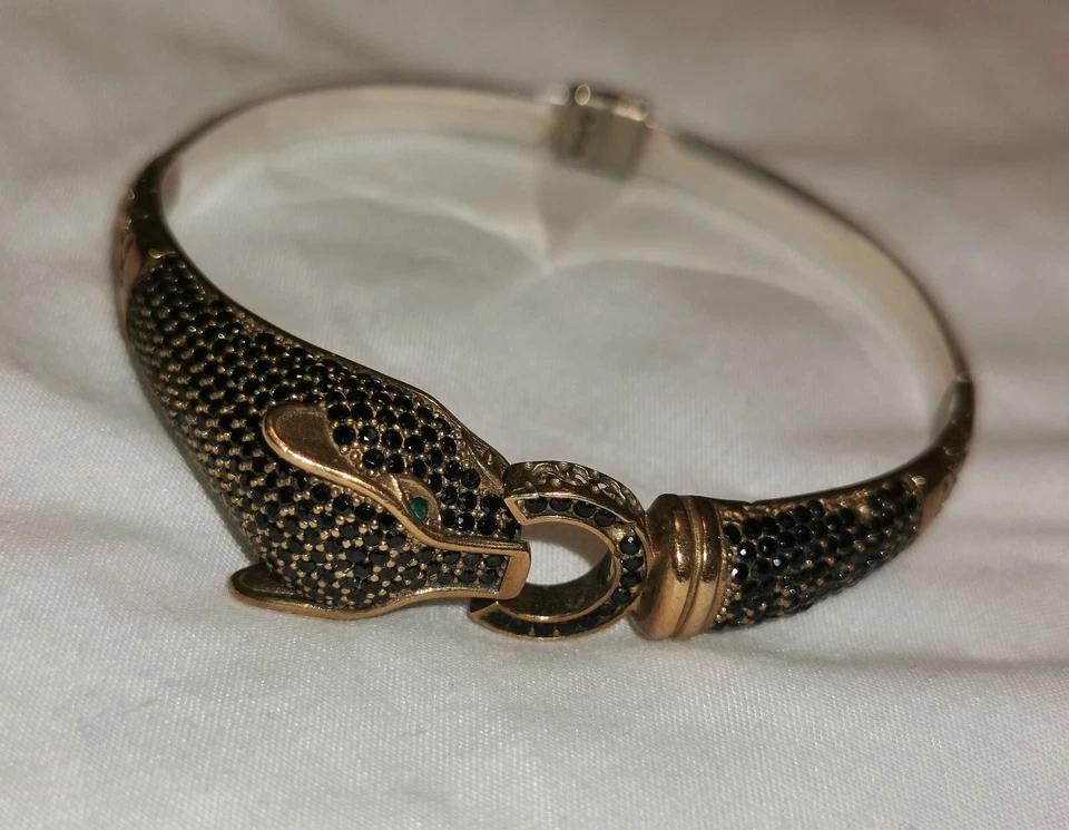 Bracciale Argento 925 /ottone /onice - Gatto / Giaguaro - Fatto A mano - Turco - Immagine 3 di 4