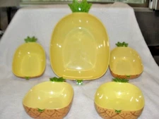 TAIPRO Melamine Pineapple Large Serving Bowl & 4 Individual small serving bowls