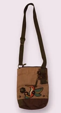 Chala Crossbody Purse  Hummingbird Pattern.  Brown Medium Size