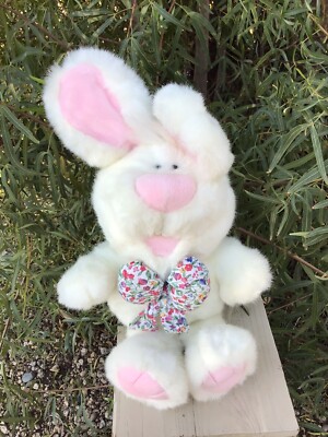 Commonwealth White Rabbit Bunny Bow Buck Teeth Purple 1994 Vintage 10'' Easter