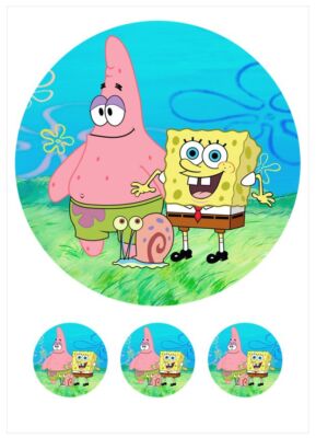 SpongeBob Essbar Party Geburstag Tortenaufleger Torte Freunde Zuckermasse + TEXT