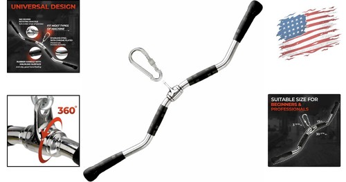 Versatile 30-Inch Universal Curl Bar for Cable Machines - Rubber Hand Grips - Picture 2 of 9