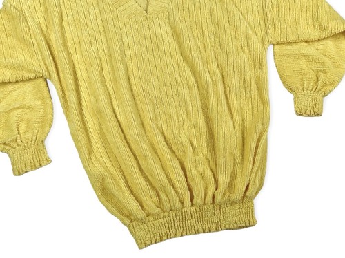 1970S TERRY CLOTH TOWEL SWEATSHIRT V NECK PULLOVER YELLOW XL - 第 7/14 張圖片