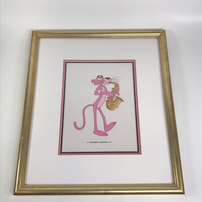 1993 Pink Panther Saxophone Animation Cel Framed Friz Freleng Mirisch Geoffrey