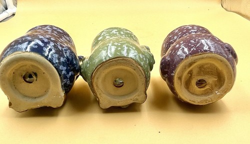 Owl Planter Set Mini Ceramic Succulent Pots w Hole  - Picture 6 of 10