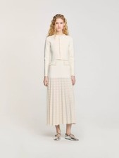 Sandro white Pearl edge Coat cardigan + Pleated long knit Dresses