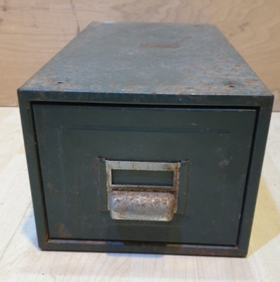 Vintage Kunst Metall klein 1 Schublade grün Metall Karteikarten Aktenschränke Stapel