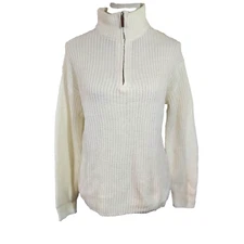 Rue21 Sweater Mock Neck 1/4 Zip Off White Stretch Comfy Size Small NWT