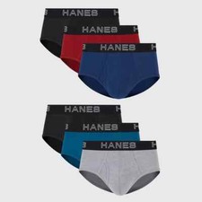 Hanes Premium Men's Stretch Classic Briefs 6pk - Blue/Black/Red