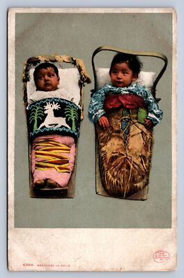 K6/ Native American Indian Postcard c1910 Detroit Publishing Baby Indians 31