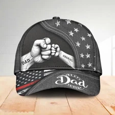 Personalized America Dad Hat Best Dad Ever Cap with Kid Name Fathers Day Gift