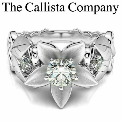 CALLISTA CO. CREADO EN LABORATORIO 2,04 CT CORTE RD 3A+CZ BLANCO ORO FLORAL RG TALLA 6-9 ✓ Foto 2 de 4