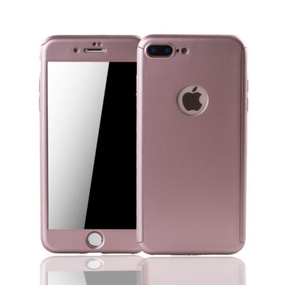Handyhülle Schutz Case für Apple iPhone 7 Plus Full Cover Displayschutz Rosa