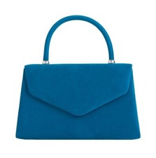 Women's Faux Suede Clutch Bag Top Handle Evening Bag Party Box Handbag Purse UK