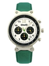 D&G Dolce and Gabbana RYTHM DW0308 Chronograph Green Leather Strap Watch