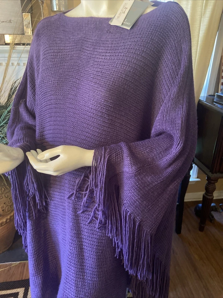 Cardigã suéter feminino Melissa McCarthy Seven7 frente aberta tamanho 2X franja roxa - Imagem 3 de 4