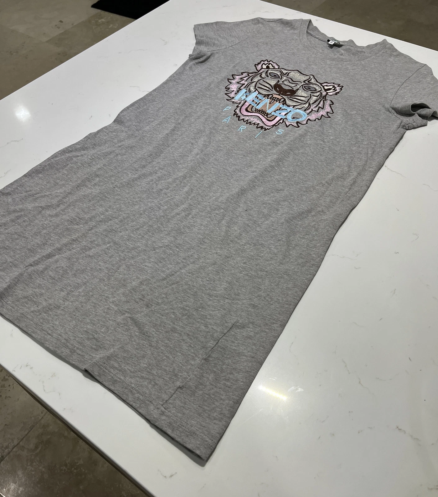 Abito T shirt Kenzo Classic Grigio Stampa Tigre Cotone Taglia Media M