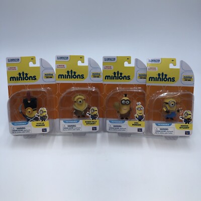 (Lot Of 4) Illumination Entertainment Minions Movie Poseable Figure Stuart Cro