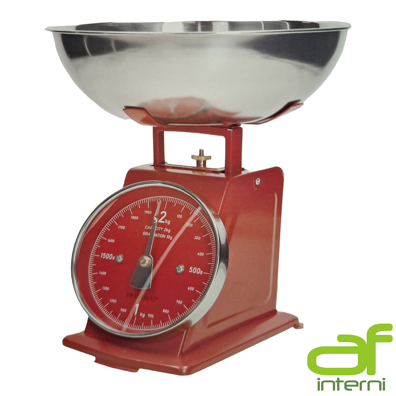 BRANDANI bilancia vintage 2kg rosso art 51522 18x16 h.19,5