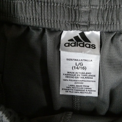 Adidas Activewear Shorts Kids Size Large (14/16) Gray w Black Stripes - Picture 11 of 17