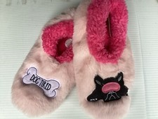 Snoozies Foot Covering Slippers DOG TIRED Women's Size Large 9/10 NWT