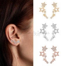 Sterling Silver Filled Stars Meteor Ear Climber Stud Fashion Trend Earrings