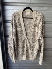 Vintage Lord Jeff Shawl Cardigan Sweater Beige Big Lebowski The Dude Men's L