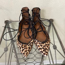 Zara Animal Print Shoes women  s size 38- US 7-7.5 Strappy Flats