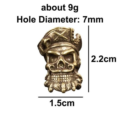 Metal Brass Pirate EDC Knife Bead Paracord Keychain DIY Skull Bracelet Charm - Picture 3 of 4