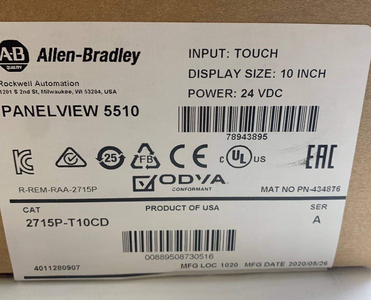 2715P-T10CD Allen-Bradley 2715PT10CD PanelView 5510 Terminal In