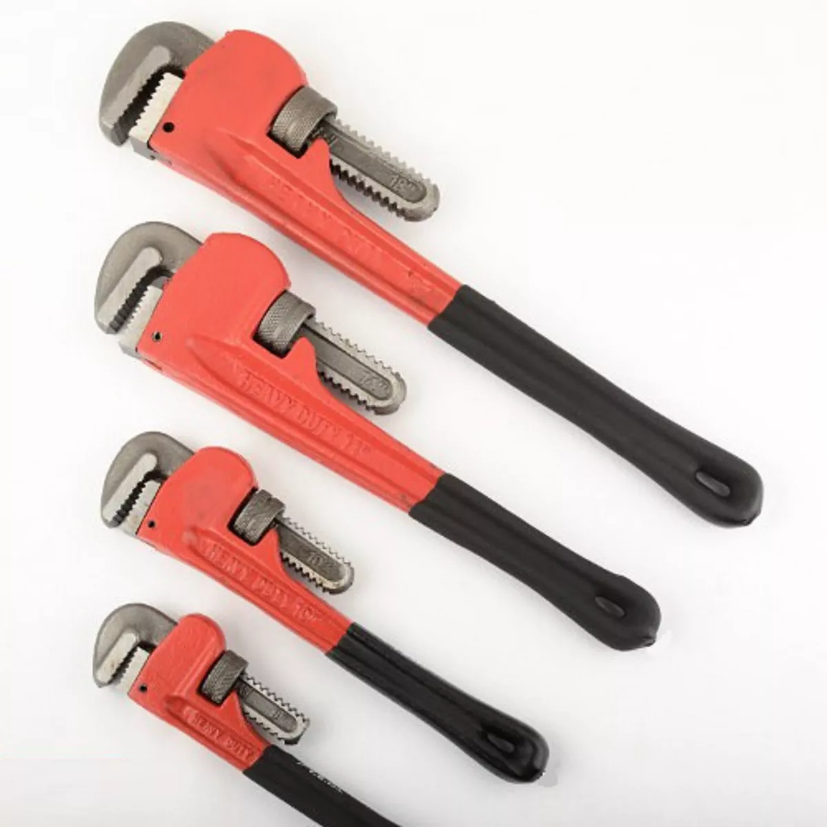 4pc Pipe Wrench Set Monkey Heat Treated Adjustable Heavy Duty 8 10 12  14 NEW