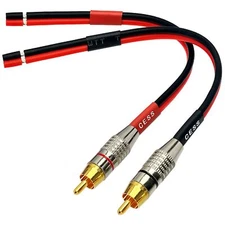 CESS-064-1f Speaker Cables to RCA Plugs Adapter 2-Channel 1 Foot