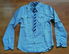 Guess Boys 12-14 Blue Long Sleeve Button Front Preppy Dress Shirt Used Once