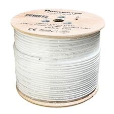 CAT6A 1000FT Copper Plenum Shielded FUTP NETWORK ETHERNET LAN CABLE 650MHz WHITE