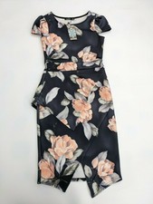 Boohoo Asymmetric Peplum Floral Print Midi Dress Black Size UK 14 Dh087 II  04 for sale online | eBay