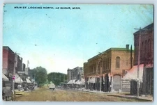 c1911 Le Sueur Minnesota MN Vintage Postcard Main Street Looking North Posted