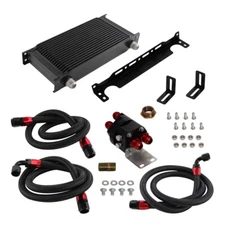 Universal 19 Row AN10 Oil Cooler Kit Relocation Adapter Bracket Kit Black