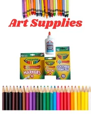 Lot Of Crayola Markers Crayons Color Pencils And Glue School Supplies 