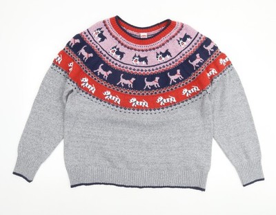 Holiday Time Damen Pullover Pulli grau Animal Fair Isle XL